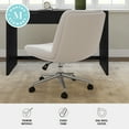 thumbnail image 4 of Martha Stewart Upholstered Office Chair in Grey White/Polished Nickel, 4 of 12