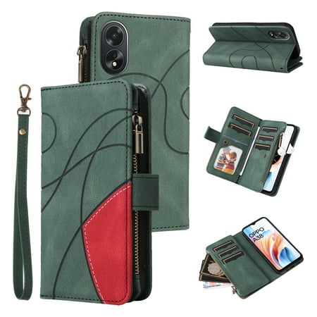 Flip Case for OPPO A38 4G, PU Leather 2 Color Assorted Kickstand Function Shockproof Wallet Cover for OPPO A38 4G