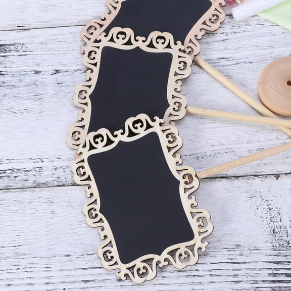 KALLORY Wood Small Blackboard Set of 8 with Removable Stands Wipeable Pens and Cloth for Decoration