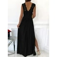 thumbnail image 2 of Womens 2024 Formal Dresses Wrap V-Neck Ruched Sexy Bridesmaid Wedding Guest Maxi Dresses, 2 of 10