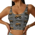 thumbnail image 2 of Lsque Construction Machines Printed Women'S Sports Bra, Compression, Moisture Wicking, High-Impact Sports Bra For Women,Supportive sports bra-Small, 2 of 9