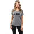 thumbnail image 2 of Thread Tank Babe Est. XOXO Women's Relaxed V-Neck T-Shirt Tee Heather Grey Small, 2 of 6