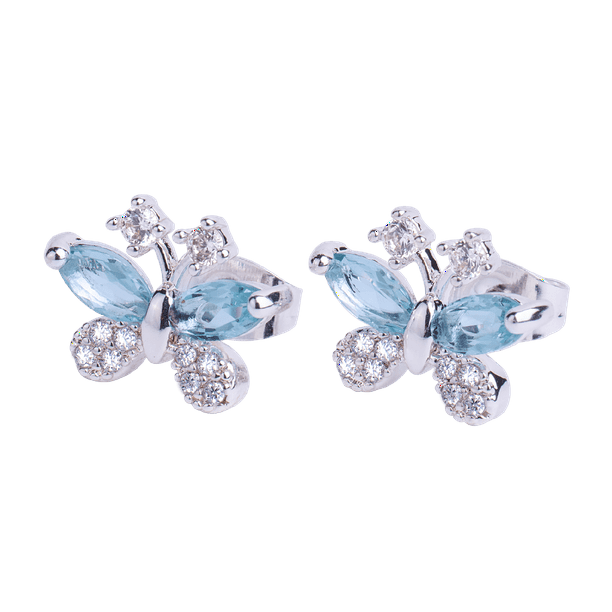 Aretes para Mujer LuckyLy de Mariposa con Cristal y Zirconias, Modelo Gina plateado UNITALLA
