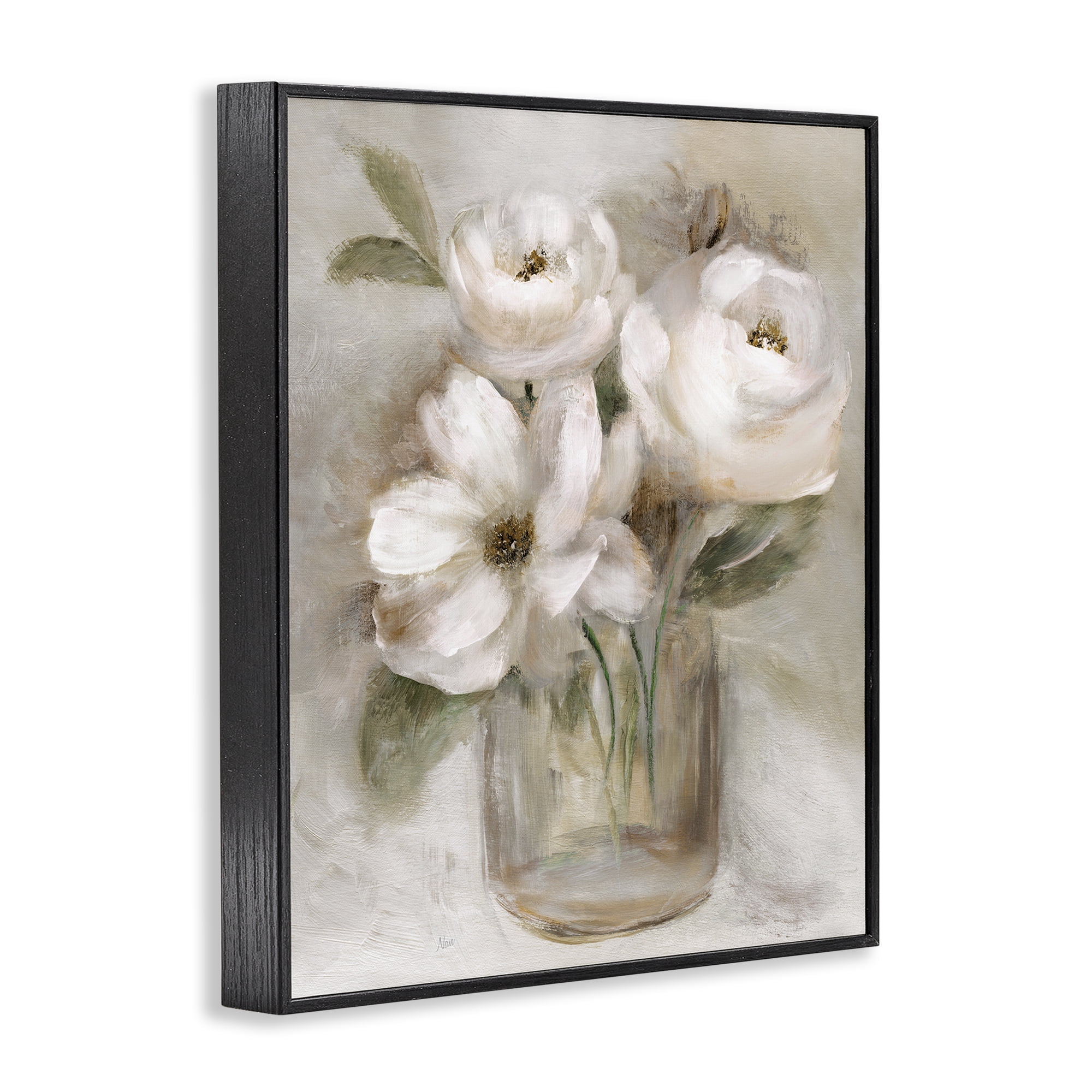 Stupell Industries Soft Brushstroke Roses Black Framed Giclee Art, design by Nan