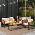 thumbnail image 4 of Costway 4 PCS Acacia Wood Outdoor Sofa Set with Heavy Duty Metal Frame Soft Seat, 4 of 10