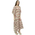 thumbnail image 2 of Bimba Women's Caftan Long Pink Maxi Boho Drawstring Waist Coverup Kaftan-6, 2 of 5