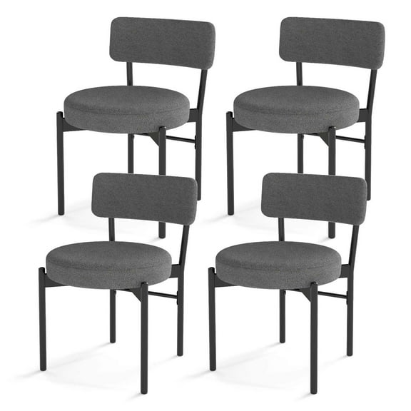 Costway Dining Chair Set of 4 with Curved Backrest Padded Seat & Metal Legs for Dining Room Gray