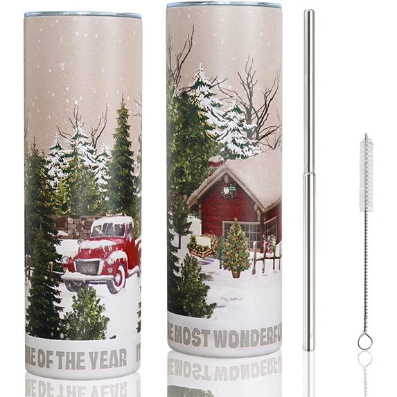 Christmas Tumbler with Straw and Lid, Christmas Presents, Christmas Sippy Cup/Vacation Cups/Travel Mug - Christmas Themed Gifts for Women, Kids, Mom, Teens, Students - Holiday Christmas Coffee Tumbler