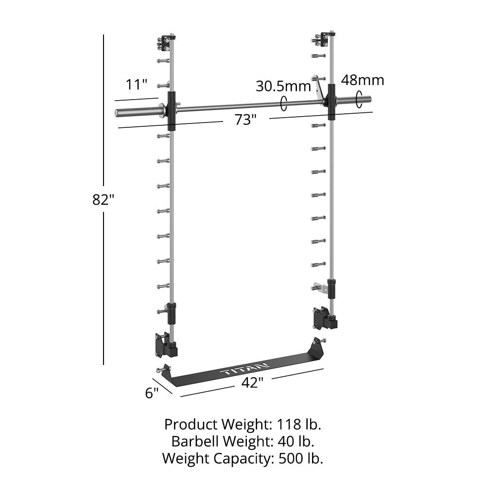 Titan Fitness T-3 Series 91" Smith Machine Power Rack Attachment, 500 LB Capacity