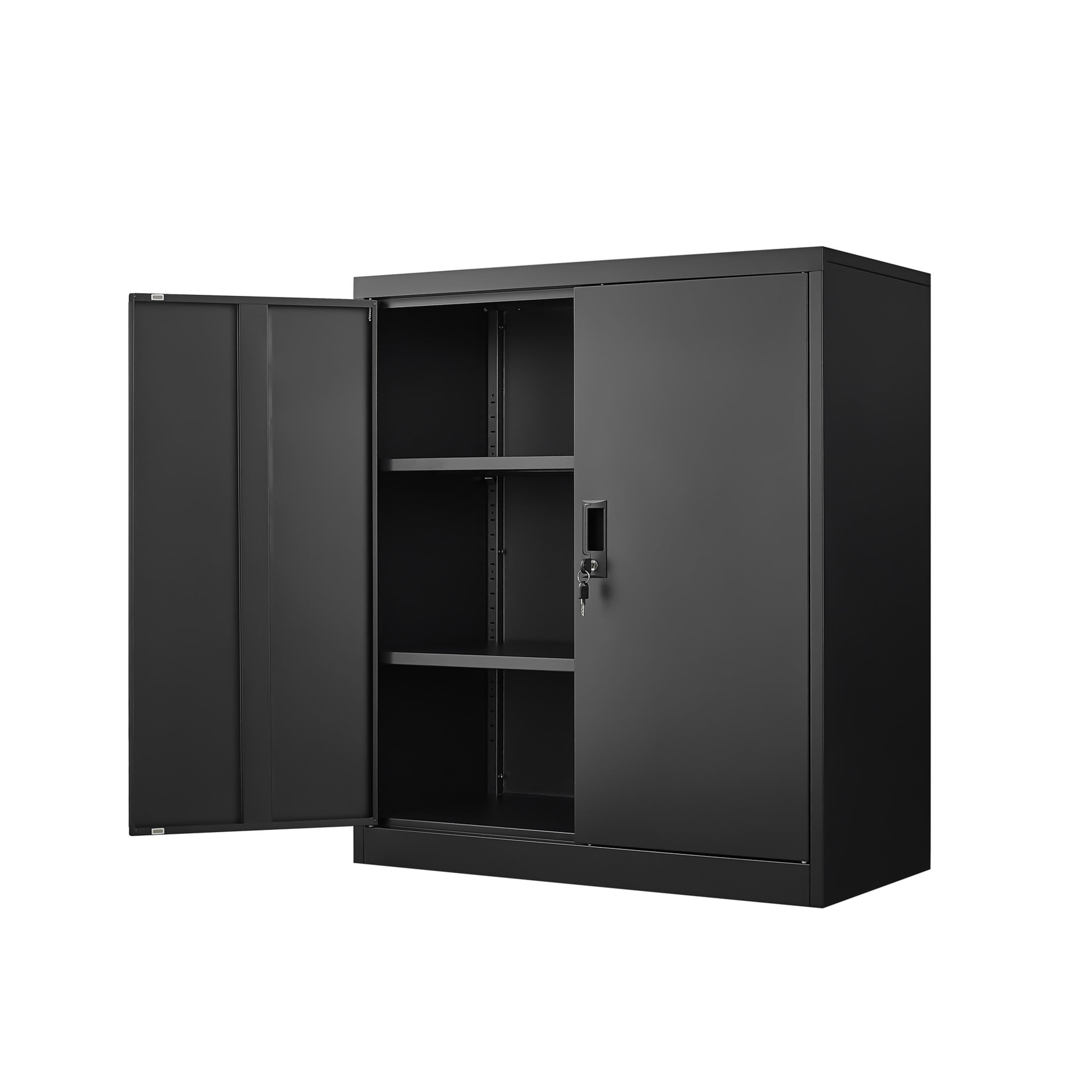 Noble House 36" Steel Storage Locker with Adjustable Shelves, File Cabinet Organizer for Office/Home, Black