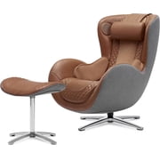 Nouhaus Heated Classic Massage Chair Full Body and Spot Massaging Recliner with Ottoman, Bluetooth Speaker, in-Chair Charger Dark Caramel