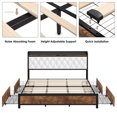 thumbnail image 6 of Homfa King Size LED Bed Frame with 4 Storage Drawers, 42"H Modern Leather Button Upholstered Display Platform Bed Frame with Outlets and USB Ports, White, 6 of 11