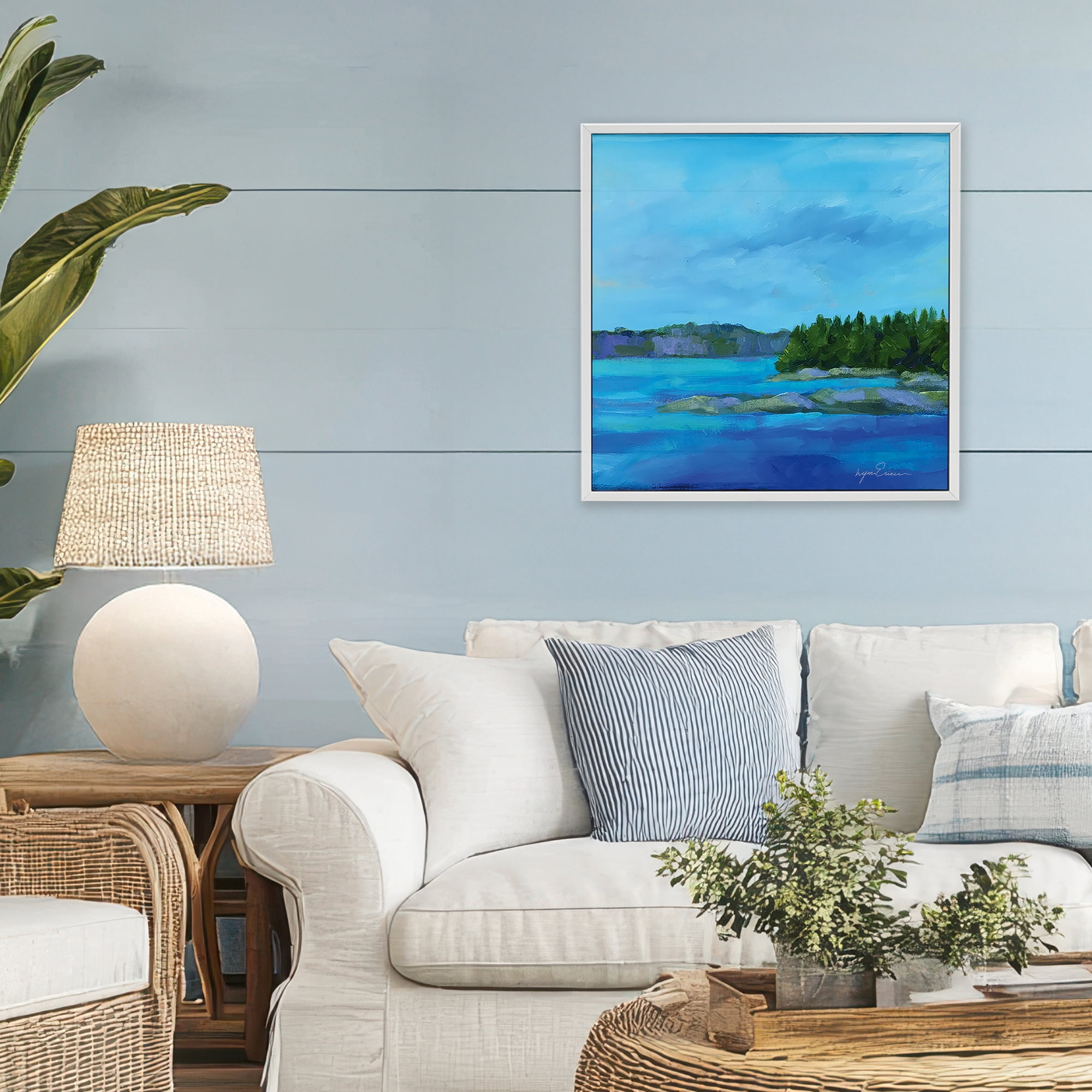 Stupell Industries Tranquil Blue Cove White Framed Giclee Art, design by Lynn Ericson Fine Art