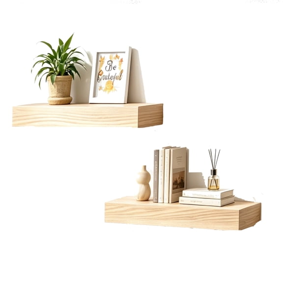 Floating Shelves Maple, 11.8in Wall Mounted Wood Shelves with Invisible Brackets for Bathroom Bedroom Living Room Kitchen Books Decor