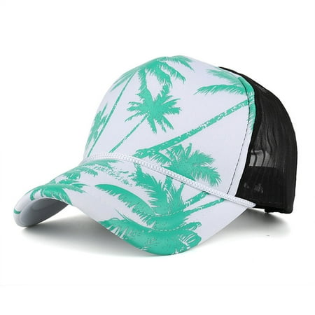 

MIARHB Women Men Coconut Tree Printing Baseball Cap Snapback Hip Hop Flat Hat GN