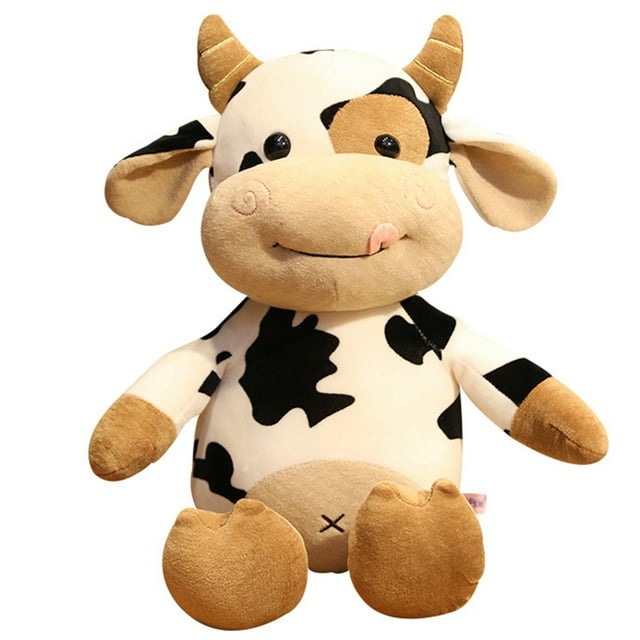 Lindo juguete de vaca de peluche, ganado de dibujos animados, animales de peluche, muñeco suave de ganado, juguetes para niños, regalo de cumpleaños