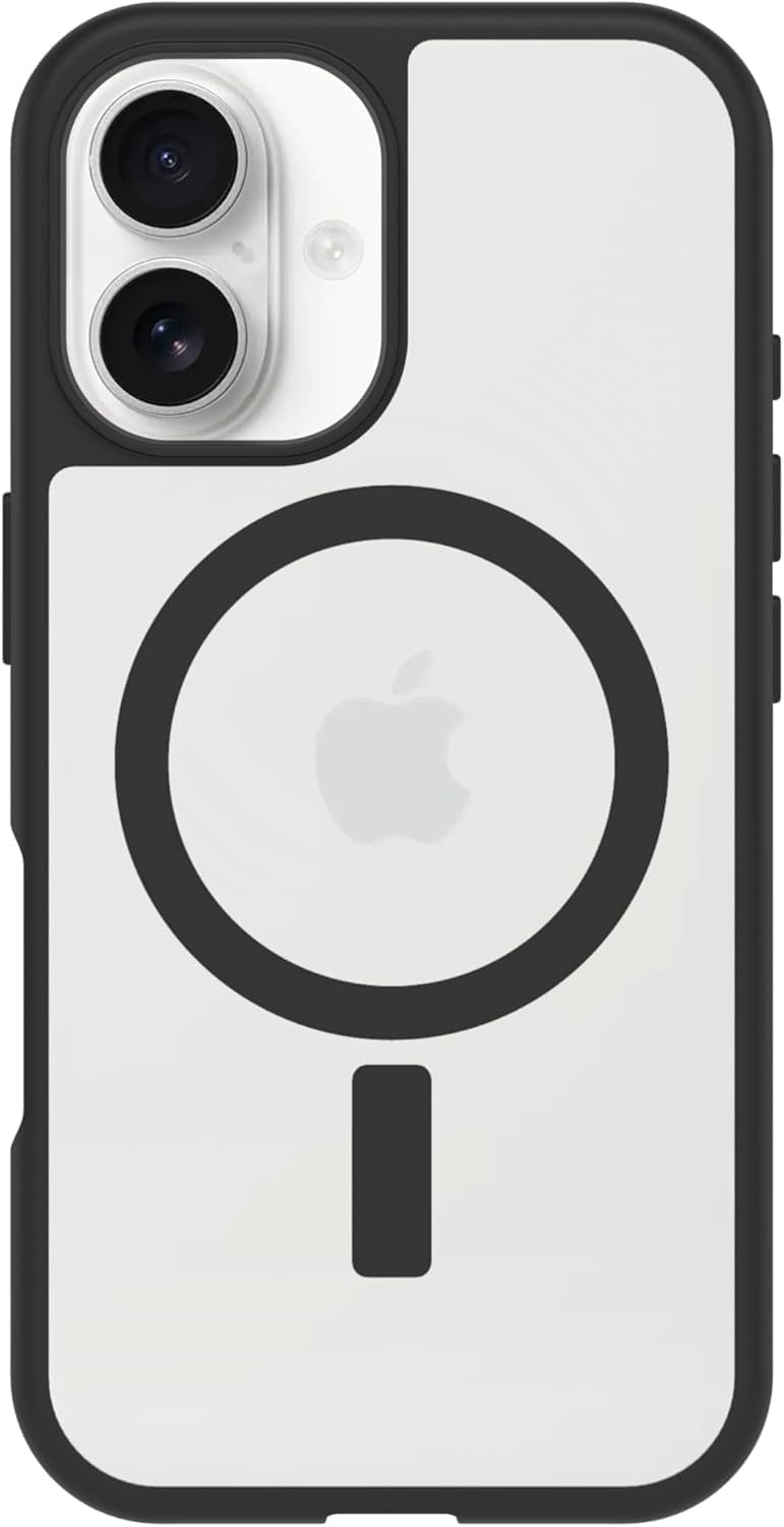 OtterBox iPhone 16 (Only) - React Series Case - Black Crystal (Clear/Black) - Snaps to MagSafe - Ultra-Thin - Non-Retail Packaging
