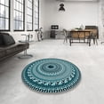 thumbnail image 3 of Ahgly Company Indoor Square Patterned Deep Teal Green Area Rugs, 3' Square, 3 of 6
