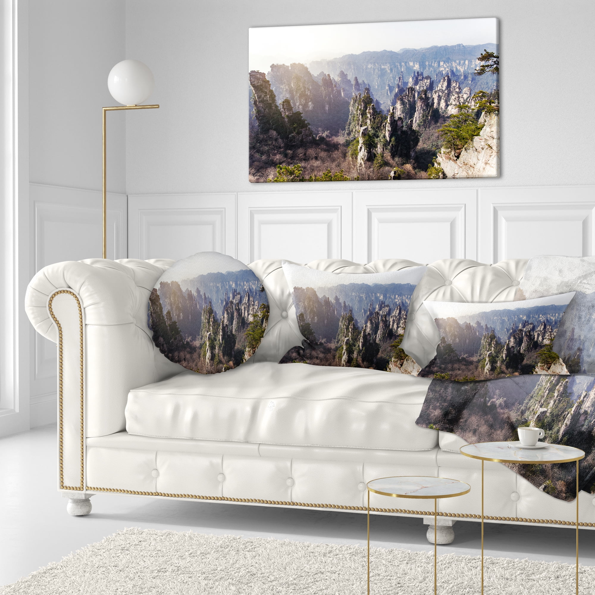 Designart Zhangjiajie National Forest Park - Landscape Printed Throw Pillow - 12x20