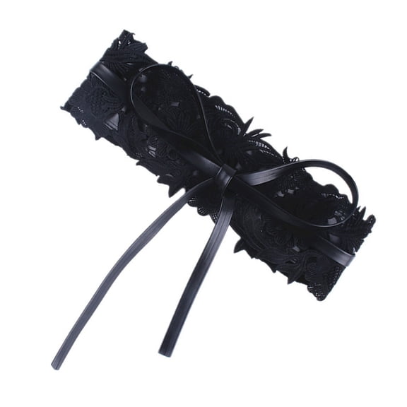 PAMINGONO Women Wide Belt in Black Lace 1Pack Adjustable for Banquet and Party Attire