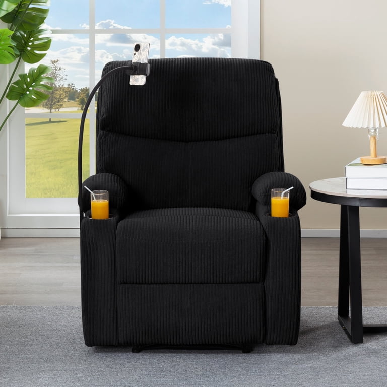 Gewnee Manual Push Back Recliner, Black Corduroy photo 4