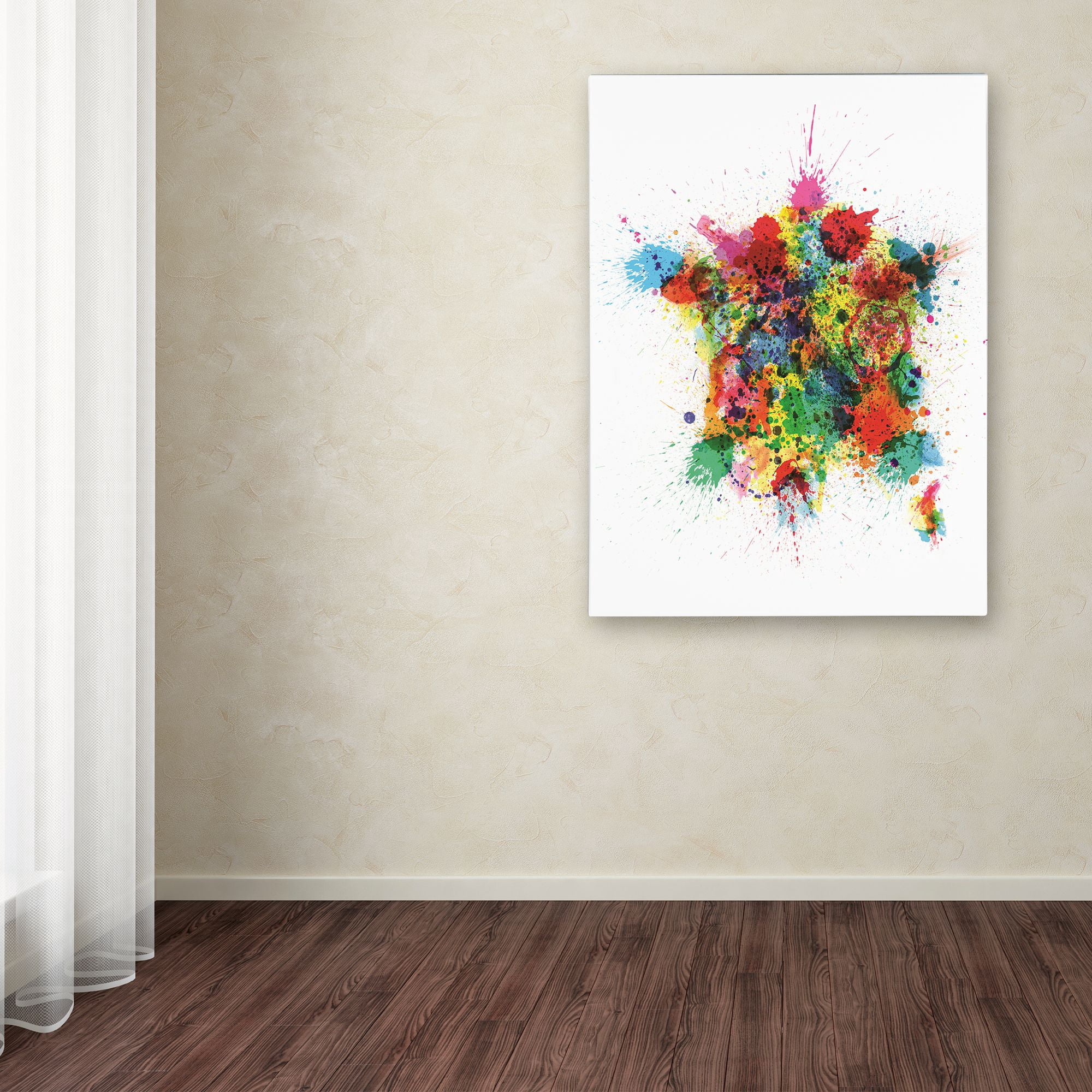 Trademark Fine Art 'France Map Paint Splashes' Canvas Art by Michael Tompsett