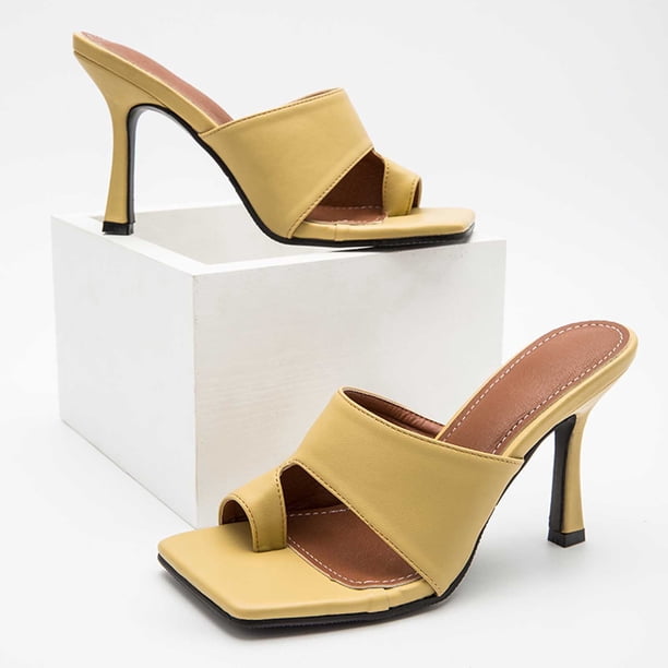Sandalias y pantuflas de tacón alto con punta abierta a la moda de verano para mujer Wmkox8yii hj789