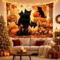 thumbnail image 3 of Black Cats Among Pumpkins and Maple Leaves Against Wooden Fence, Cozy Rustic for Cat Lovers, Harvest Wall Decor, Thanksgiving Gift Tapestry Wall Hanging for Living Room and Bedroom, 3 of 7