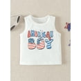 thumbnail image 5 of vera natura Baby Boy Memorial Day Outfits Letter Print Sleeveless Tank Tops and Elastic Star Stripe Shorts Set, 5 of 9