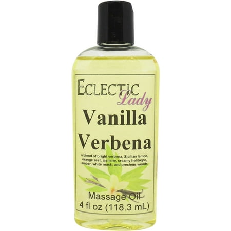 Vanilla Verbena Massage Oil by Eclectic Lady, 4 oz, Sweet Almond Oil and Jojoba Oil