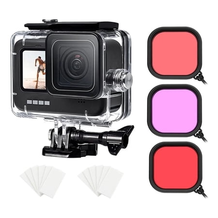 HONGDAK Waterproof case Action Camera Accessories Kit for Gopro Hero 13/12/11/10/9, Gopro Max, Gopro Fusion, Insta360, Dji Osmo Action