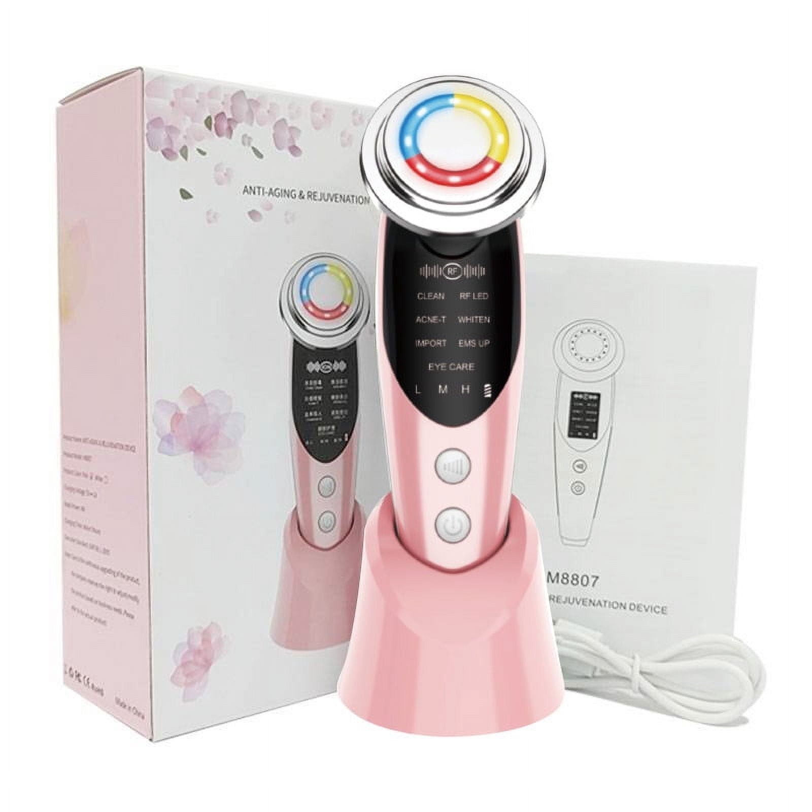 Advanced Facial Massager with Red and Blue Light Therapy for Skin Rejuvenation and Cleansing