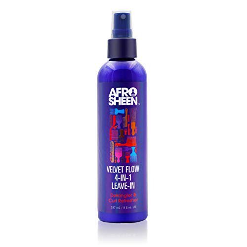 Afro Sheen Velvet Flow 4in1 Leavein Spray. Protects hair against heat, detangles, and