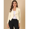 thumbnail image 3 of INSPIRE CHIC Chaqueta estilo cárdigan con frente abierto elegante para mujer, chaqueta recortada de oficina de trabajo Beige M, 3 of 6
