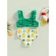 thumbnail image 4 of Mialoley Kids Girls Bikini Set, Sleeveless Patchwork Tops with Watermelon/Pineapple Print Briefs, 4 of 9