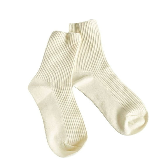 Lomubue 1 Pair Mid-tube Elastic Women Socks Casual Solid Color Ribbed Sports Socks