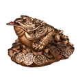 thumbnail image 2 of Figurilla de sapo de la fortuna y la riqueza del Feng Shui, artesanía de recuerdo, decorativa de tres patas Bronce, 2 of 9