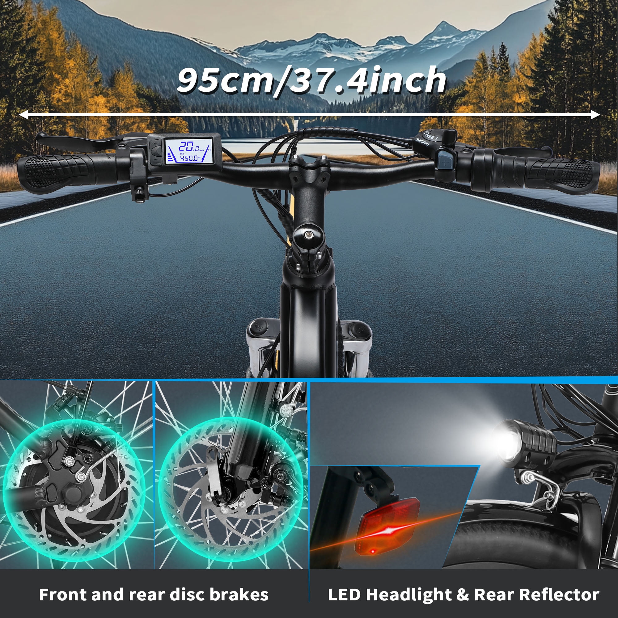 ZNH Electric Bicycle Peak 750W for Adult, 48V13AH Battery Extended Life, 26" Tire 21 MPH Eletric Mountain Bicycle, Professional 7 Speed, UL 2849, Black
