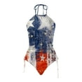 thumbnail image 4 of Rovga Swimsuits For Women Independence Day Swimwear Star Stripe Print Round Neck Bathing Suit Cute Spring Summer Holiday Beach Wear Blue Xl, 4 of 5