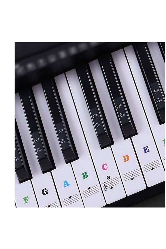 Piano Keyboard Stickers for 37/49/54/61/88 Full Set Transparent Stickers Kids and Beginners Learning Piano, Removable, Leaves No Residue, Colorful