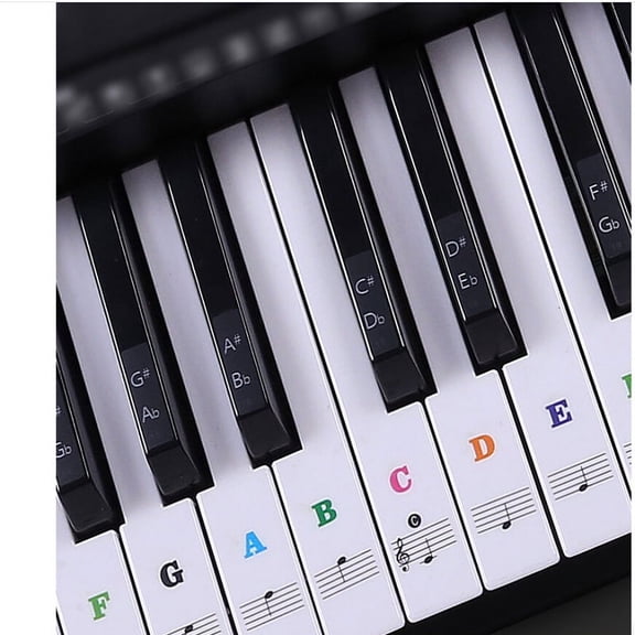 Piano Keyboard Stickers for 37/49/54/61/88 Full Set Transparent Stickers Kids and Beginners Learning Piano, Removable, Leaves No Residue, Colorful