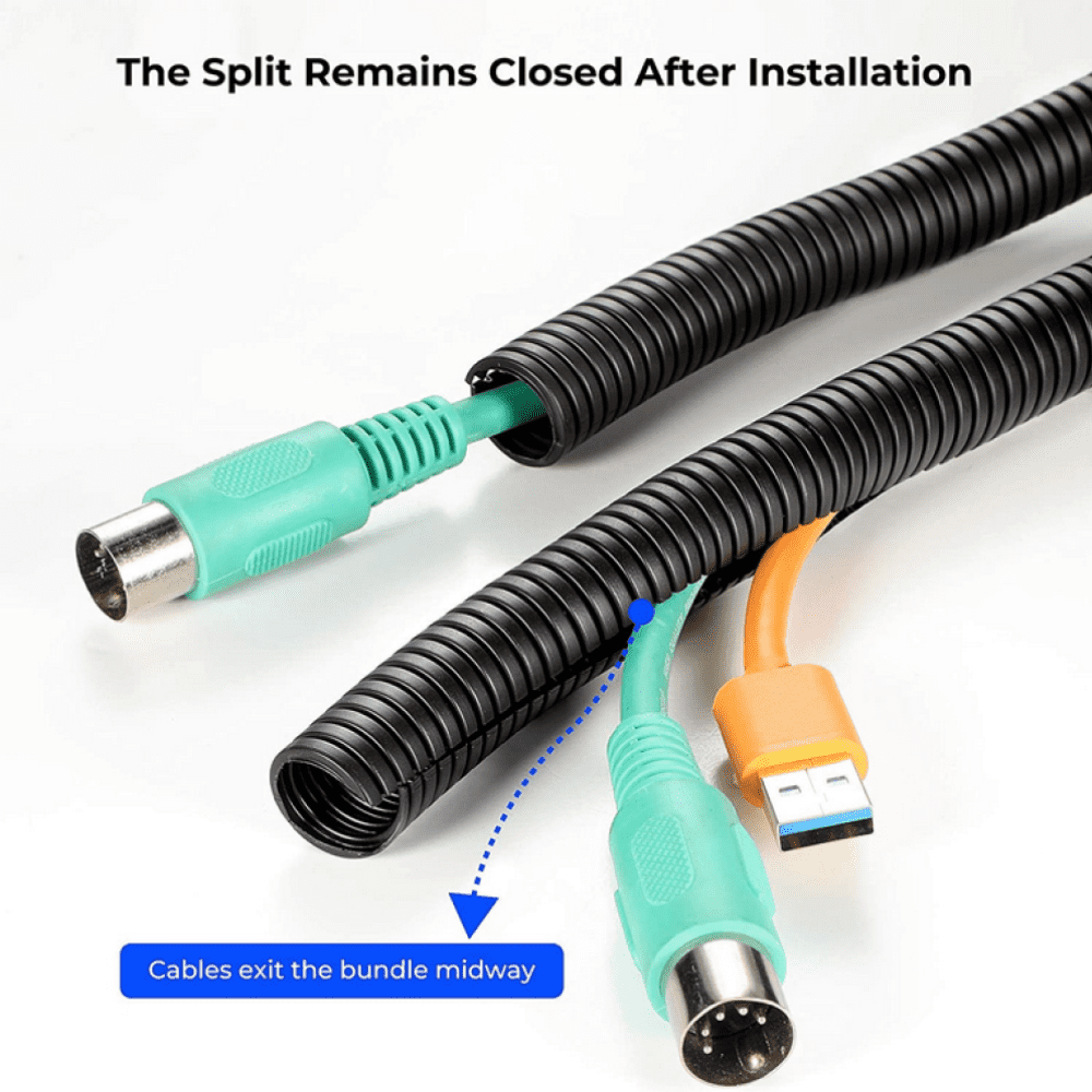 1/2 In. X 25 Ft. Polyethylene Split Braided Sleeve, Cable Management Wire Loom Cord Covers For Home Cable Management Pb60lr43