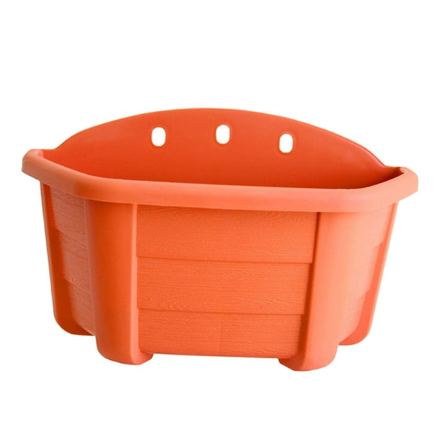 Maceta colgante para plantas con riego automático, soporte para barandilla, balcón y patio Naranja
