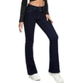 thumbnail image 2 of Jeans acampanados para mujer Jeans acampanados de talle alto con pantalones de mezclilla rasgados clásicos de pierna anchaAzul oscuro12, 2 of 5