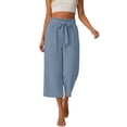 thumbnail image 3 of ibiyuan Gaucho Pants for Women Wide Leg Womens Palazzo Pants Baggy Work Trousers for Women Drawstring Lounge Pants Women with Pockets Vacation, 3 of 5
