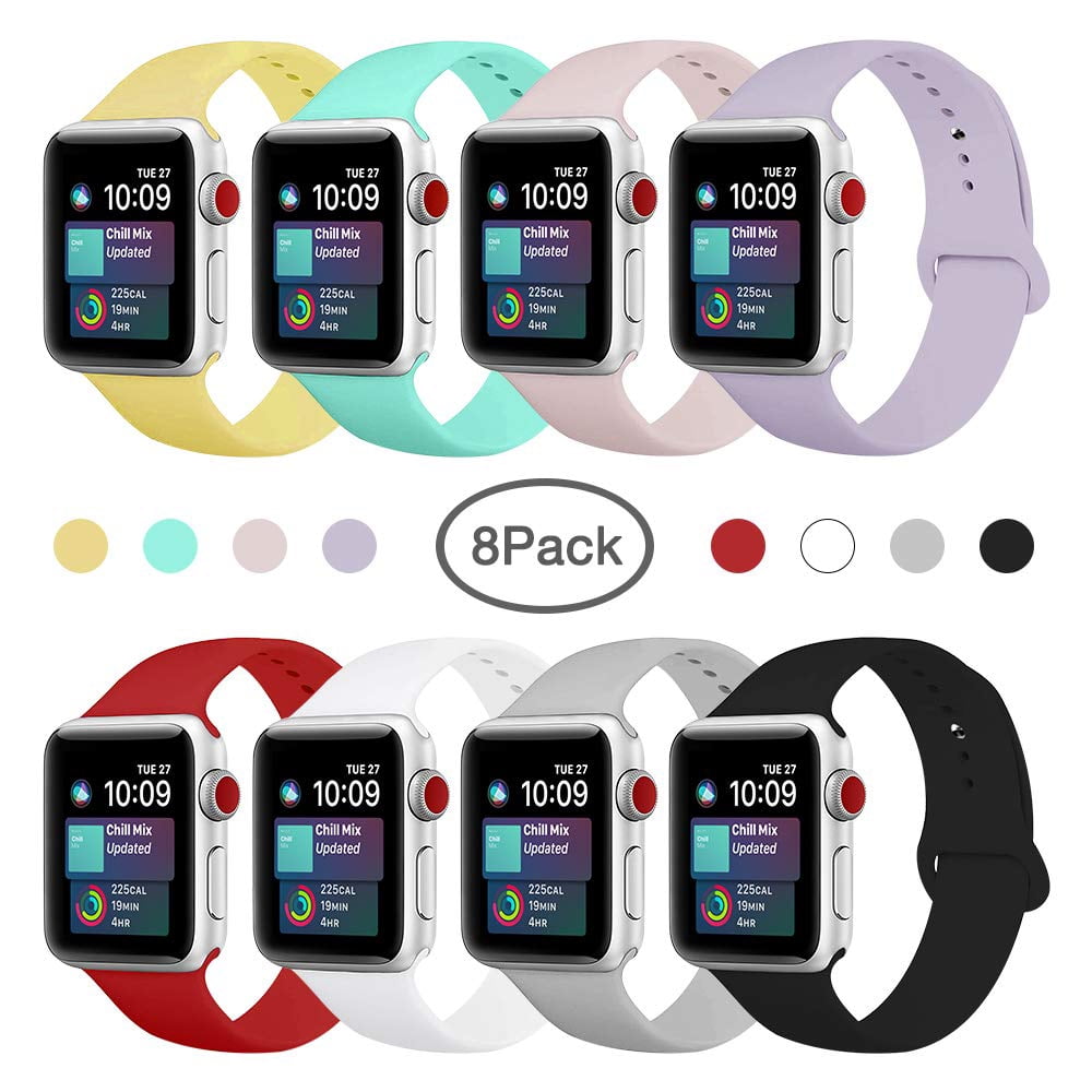 8 Pack Compatible Apple Watch Band 38mm 40mm 42mm 44mm Soft