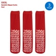 thumbnail image 2 of Pack of 3 Pairs - XXXL Non-Skid Bariatric Extra Wide Slipper Socks for People with Diabetes & Edema (Red), 2 of 6