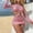 *Pink, variant on Binmer Women's Mesh Cutout Cover-Up Dress with Bikini Set, Long Sleeve Hollow-Out Swimsuit Cover, 3-Piece Beachwear for Vacation Black,Women's Plus L