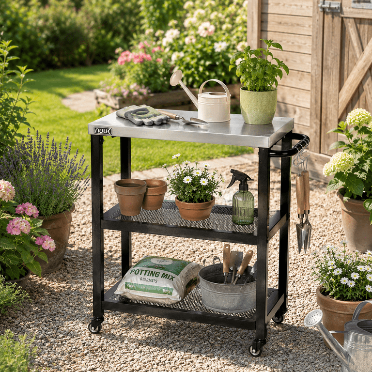 NUUK, Rolling Outdoor Grill Cart with Wheels, 16
