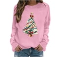 thumbnail image 3 of Wooowa Christmas Tree with Bow Print Long Sleeve Sweatshirt Top Round Neck Casual Soft Breathable for Holiday Home Party Daily Wear, 3 of 6